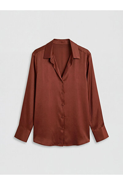 LC Waikiki Brown Satin Women's Shirt