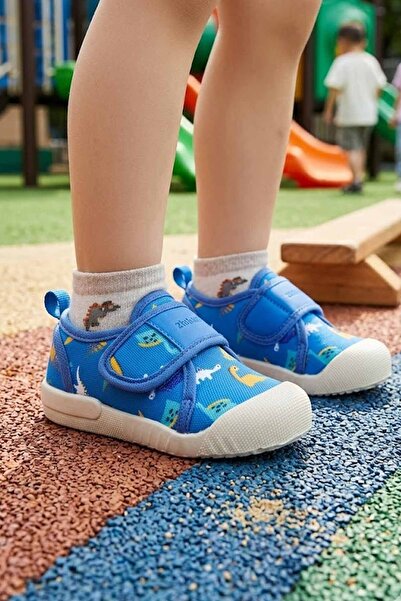 Vicco Момчешки сини платнени обувки на шарки - с велкро, гъвкава подметка, об...