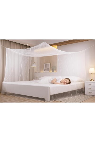 Arabest Rectangular Mosquito Net for Full Queen Size Beds, White Mesh Canopy ...