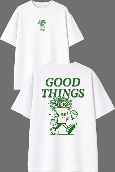 VSRN Μπλουζάκι με σχέδιο Good Things, με στάμπα μπροστά και πίσω, λευκό, over...