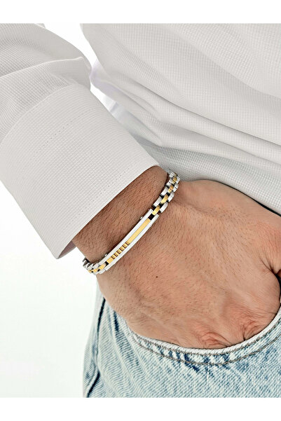 FERRO Yellow and Silver Steel Men's Bracelet Frj10160A-D 2 Year Warranty Gift...