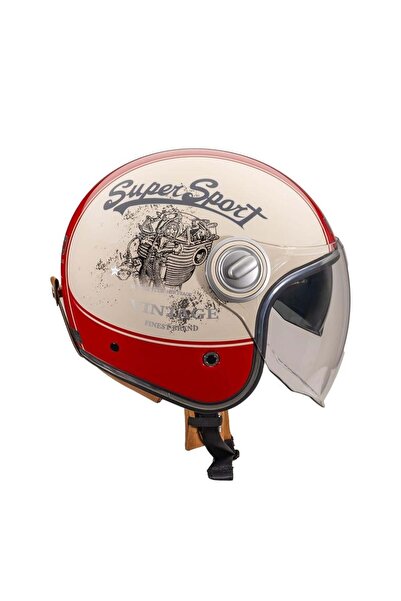 Nukrotech Nukro B-108 Super Sport Cream-Red Açık Kask