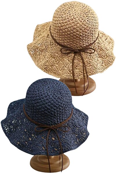 Uniquetrenders Women's Summer Straw Hat Knitted Patterned Wide Brim Bohemian ...