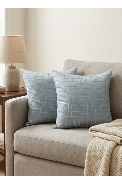 Art Comfort طقم 2 غطاء وسائد اريكة بقماش مزخرف الجاكار فاخر - عبوة قطعتين