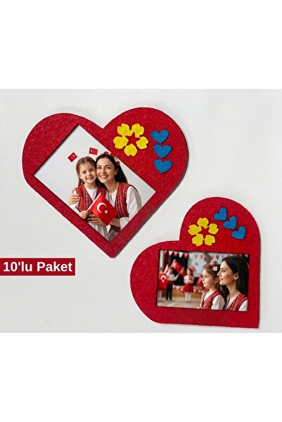 Keçebahçesi Kayseri Kalpli Keçe Magnet Çerçeve,23 Nisan ve Anneler Günü Hediy...