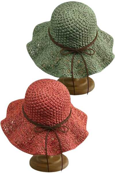 Uniquetrenders Women's Summer Straw Hat Knitted Patterned Wide Brim Bohemian ...