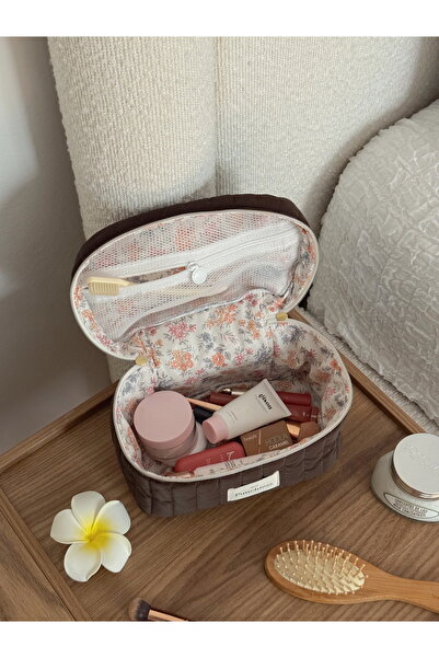 Punchiess Brown Travel Makeup Bag