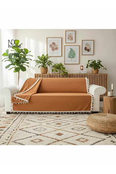 NDC HOME Premium Linen Cinnamon [Cinnamon] Pom-Pom Sofa Cover (170 X 220