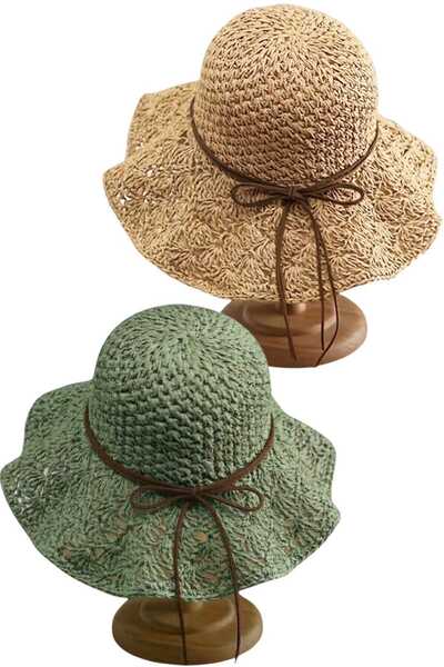 Uniquetrenders Women's Summer Straw Hat Knitted Patterned Wide Brim Bohemian ...