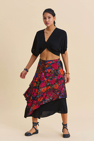 Los banditos Φαρδιά φούστα με λεπτομέρεια δεσίματος και ελαστική μέση