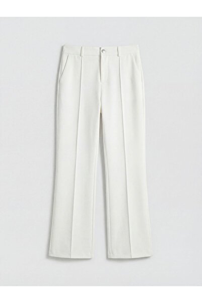 LC Waikiki Λευκό ψηλόμεσο γυναικείο παντελόνι ισπανικού τύπου