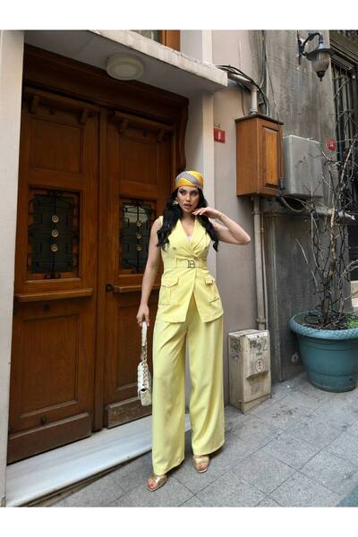 ZF BUTİK Women's B Belted Vest Suit