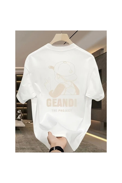 Narnuga Wide Cut Cotton T-Shirt - "Gandhi the Project" Printed, - White