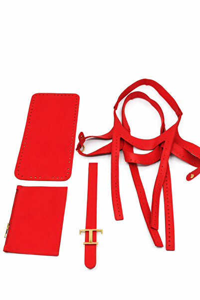 BD fold yarn Tods Bag Kit Leather Knitting Kit 4-Piece Bag Set with Red Threa...