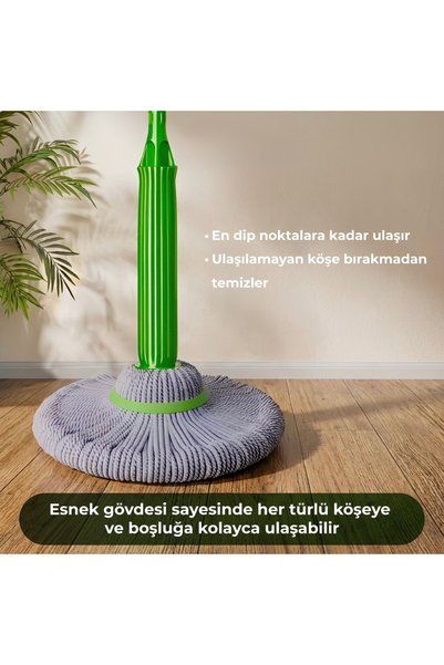 Albitmesin Magic Mop Kendinden Sıkmalı Mikrofiber Paspas Ucu Oto ve Ev Mop