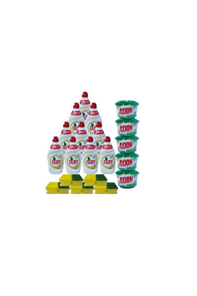 Fairy liquid, 10pcs + Axion Lemon, 5pcs + Dish sponges, 5pcs