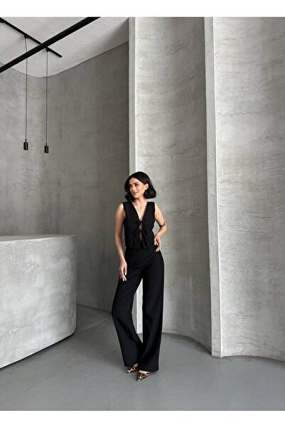 ZF BUTİK Set elegant din două piese pentru femei, cu detalii de legătură