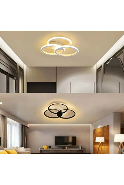 luminastar LED Chandelier 30W, 3 Black Circles, Cold/Warm/Neutral Light, Diam...