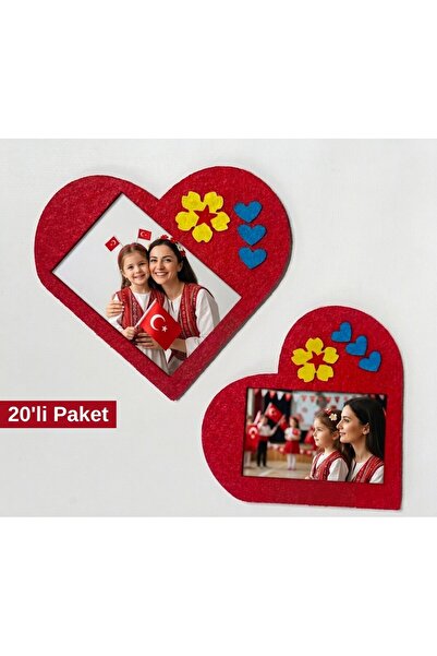 Keçebahçesi Kayseri Kalpli Keçe Magnet Çerçeve,23 Nisan ve Anneler Günü Hediy...