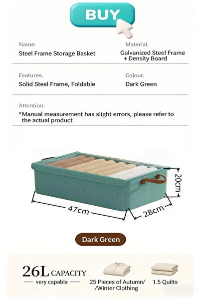 Generic Foldable storage box with lid Large fabric garment storage box