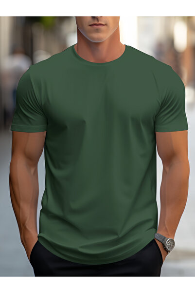 Take Two By Styli Men Green Solid Round Neck T-Shirt