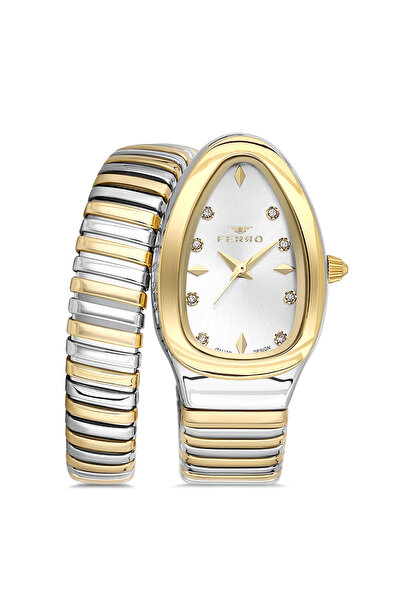 FERRO Yellow and Silver Steel Cord Women's Wristwatch Fl40165A-D 3Atm Water R...