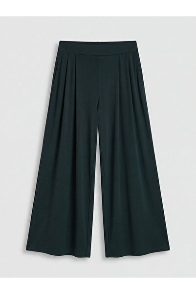 LC Waikiki Black Elastic Waist Wide Leg Women's Trousers
