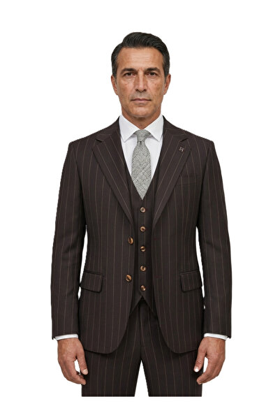 HERMOSE Signature |   Lal Burgundy Striped Vest Suit