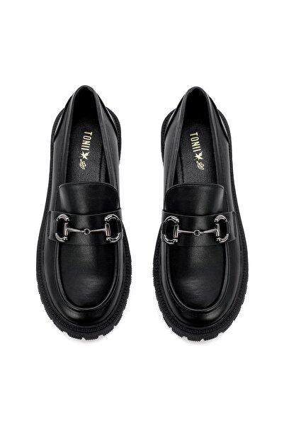 Tonii Pantofi dama, casual, negru, piele ecologica, talpa confortabila, MC104