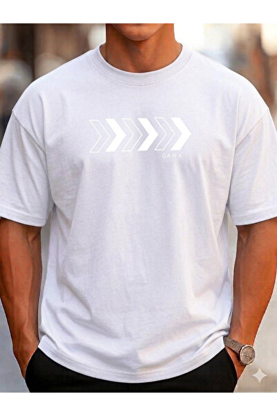 VODEXA Tricou oversize unisex cu imprimeu GAMA, 100% bumbac, croială conforta...