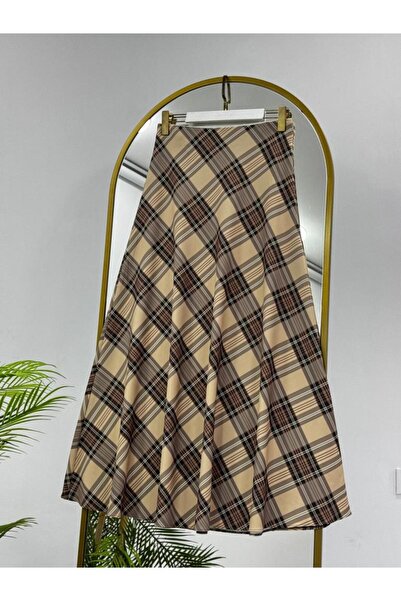 Tebrikler tekstil Women's Hijab Checkered Long Skirt G4496