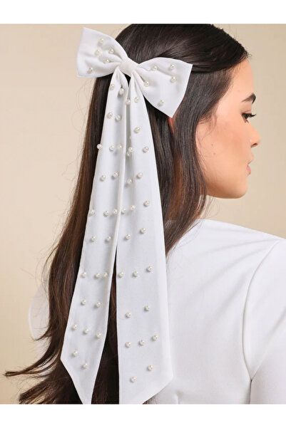 Take Two By Styli White Pearl Bow Hair Clip