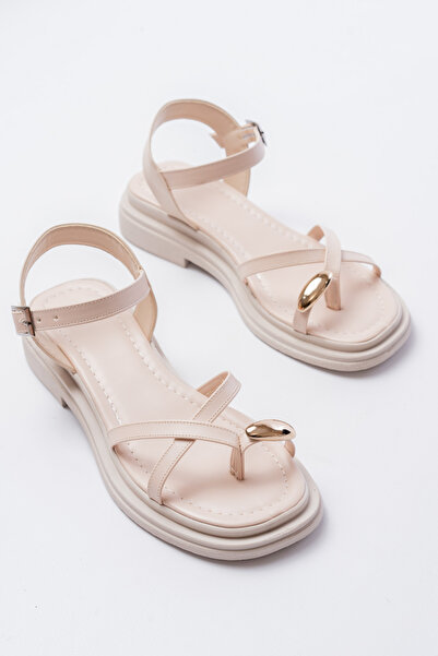 miss fırat Stylish and Comfortable Sandals with Finger-To-Toe Detail Cream 7445