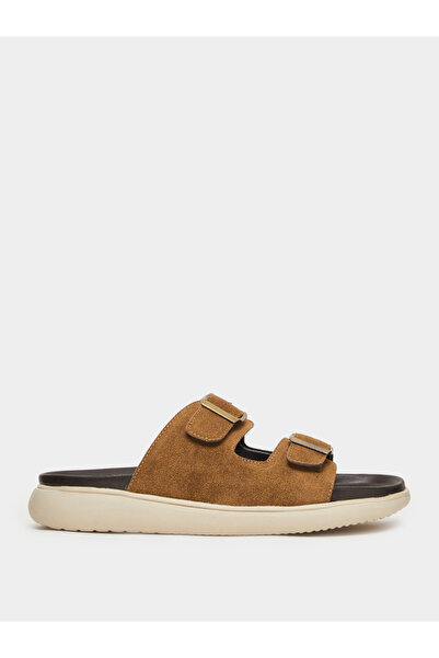 Styli Tan Double Strap Buckle Comfort Sandals