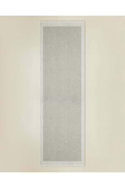 English Home Arlo Halı 100x300 cm Gri-Beyaz