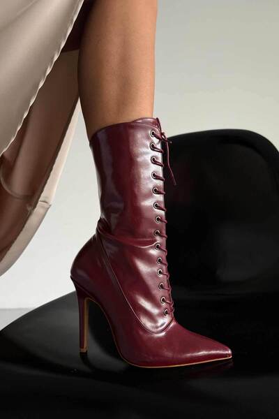 AYAKKABI PRENSİ Nemesis Lace-Up Bordo Crinkled Patent Leather