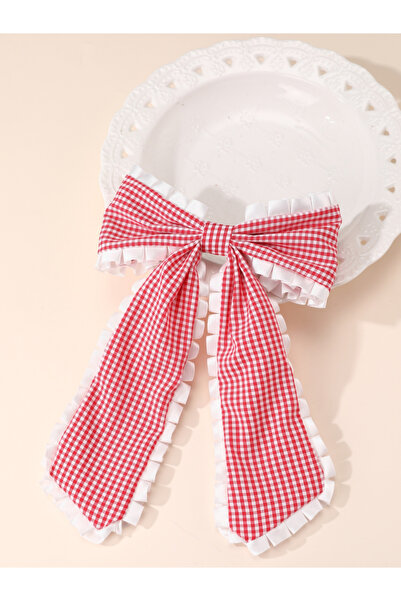 Take Two By Styli Red Gingham Bow Hair Clip