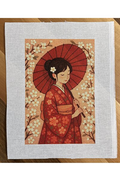 ÇeşitPınarı Süblimasyon Baskılı Goblen 38x30 cm Japon Kızı Temalı