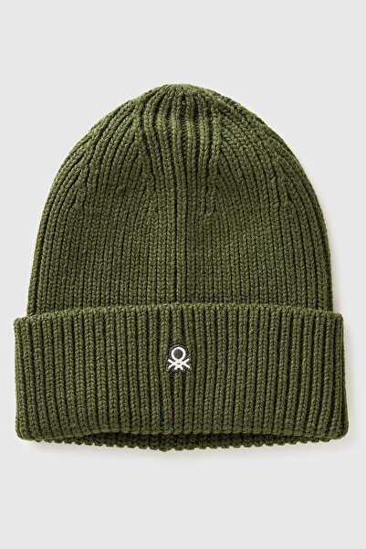 United Colors of Benetton Beretă verde pentru bărbați, cu logo brodat și bord...