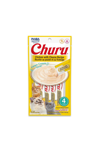 Inaba وجبات تشورو للقطط بنكهة الدجاج والجبن - 4 أنابيب (56 جرام)