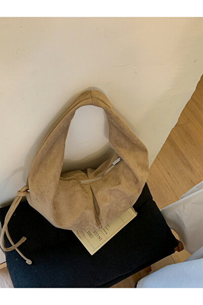 Take Two By Styli Beige Suede Hobo Bag