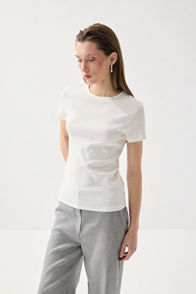 Gusto Crew Neck Cotton Tshirt - White