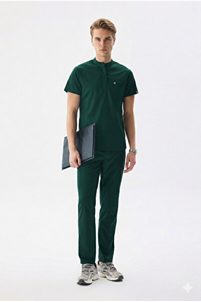 Class Üniforma N O V a |   Men's Hunter Green Lycra Judge Collar Nurse Uniform