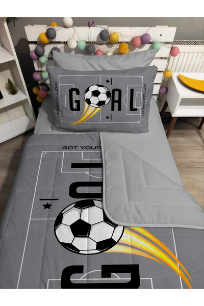 yok yok evim eve dair her şey Quilted Football Patterned 4-Piece (100% Cotton...