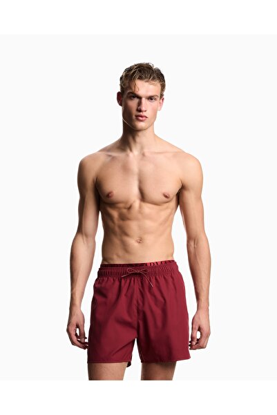Emporio Armani Men's Elastic Waist Drawstring Regular Fit Red Swim Shorts Em0...