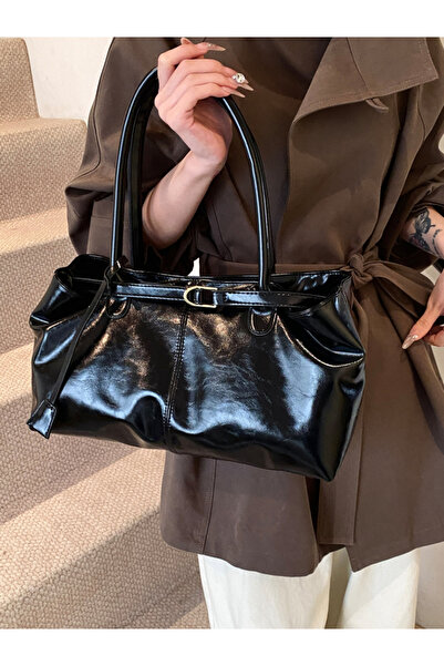 Take Two By Styli Black Double Strap Shoulder Bag