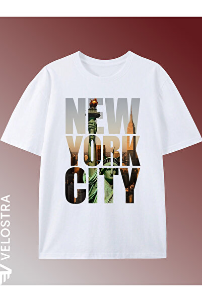 Velostra Unisex ženska i muška majica sa printom New Yorka, velika, udobna, z...