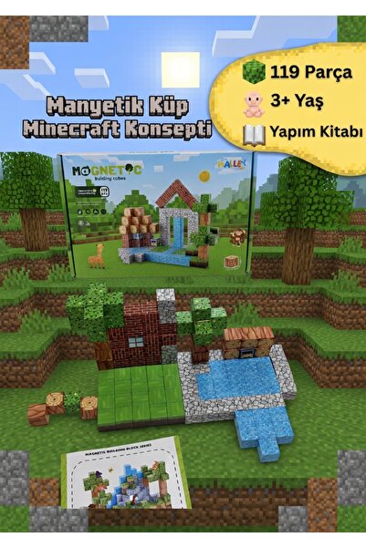 EGOMONİİ 119 parça eğitici manyetik mıknatıslı yapı blokları minecraft manyet...