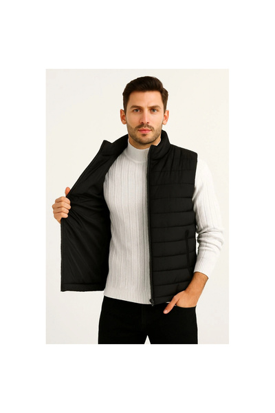 Narnuga Inflatable Zippered Vest Water-Repellent Quilted Lining Fabric Pocket...