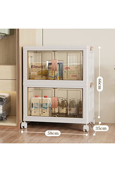 KEKE 2 Tier Convenient Assembly-Free Storage Cabinet for Household Snacks, To...